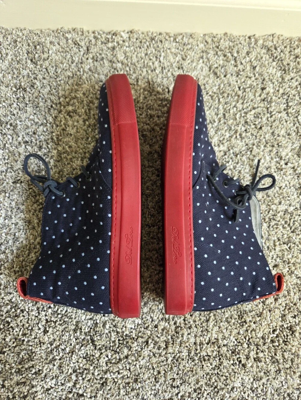 Del Toro Men's Alto Sunbrella‎ Leather Dot High Top Italy Chukka Sneakers Size 9